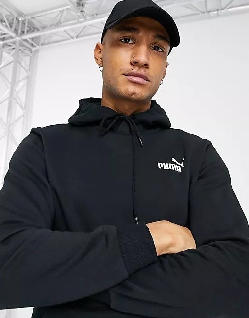 Essentials small logo hoodie in black