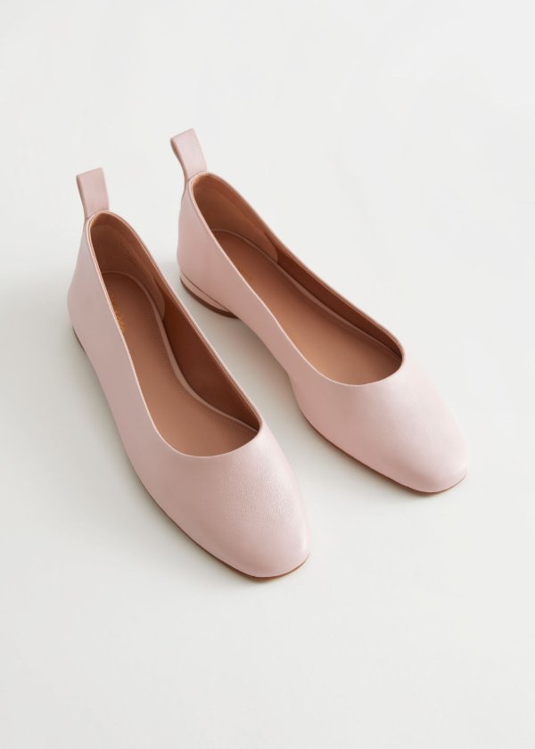Almond Toe Leather Ballerina Flats