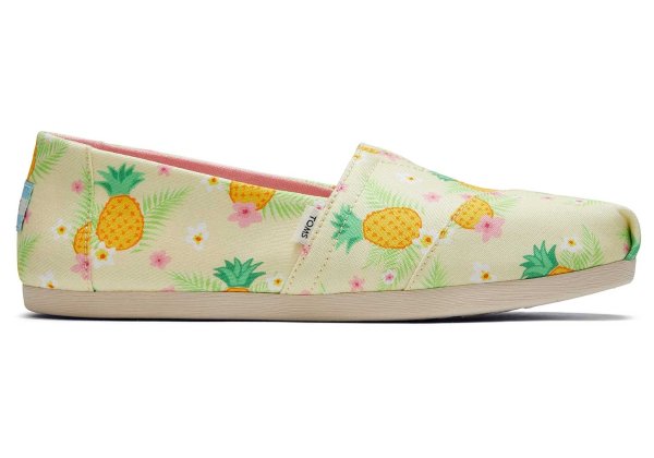 pineapple paradise canvas womens alpargata slip on shoe | TOMS