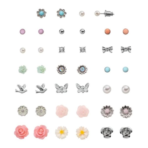® Flower, Bow, Bird & Butterfly Stud Earring Set