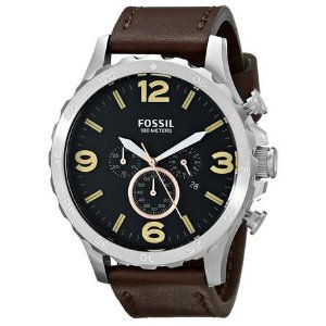 Fossil Men's Nate Chronograph Leather Watch JR1475