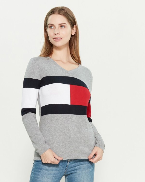 Signature Colorblock V-Neck Sweater