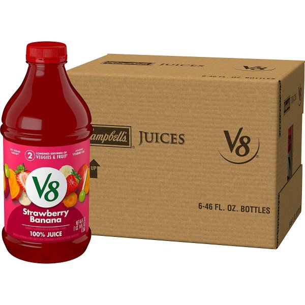 Blends 100% Juice Strawberry Banana Juice, Fruit and Vegetable Juice Blend, 46 FL OZ Bottle (Pack of 6)