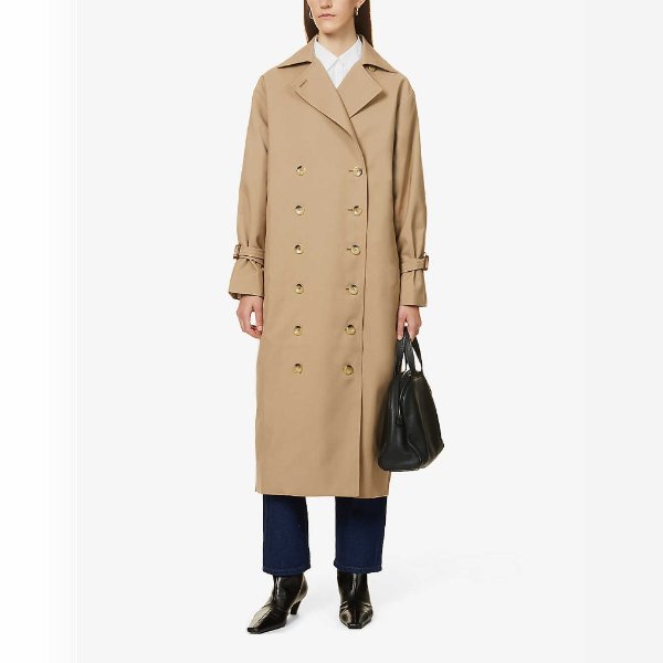 Double-breasted cotton-blend trench coat