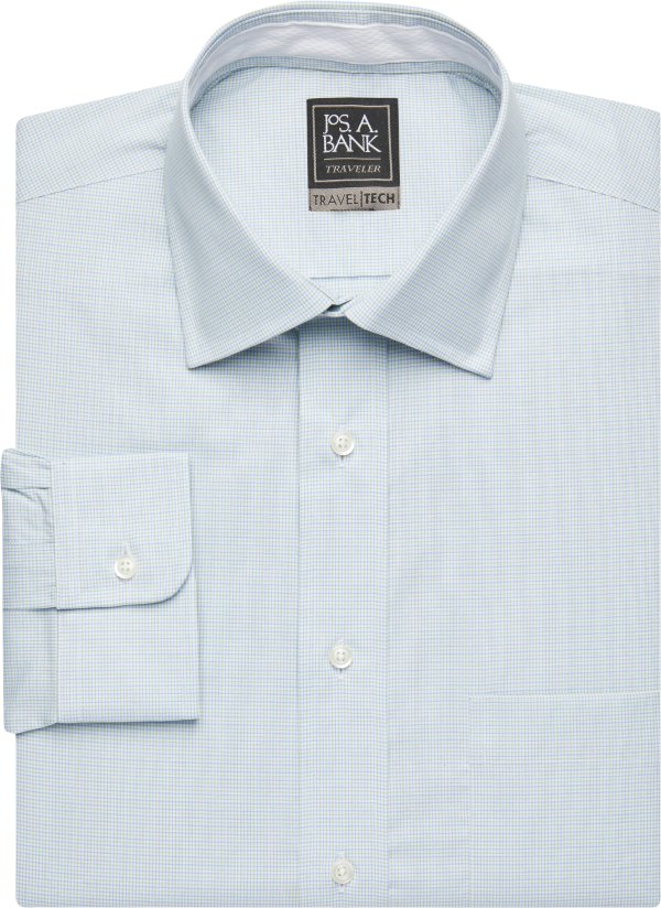 Travel Tech Slim Fit Spread Collar Mini Check Dress Shirt CLEARANCE - All Clearance | Jos A Bank