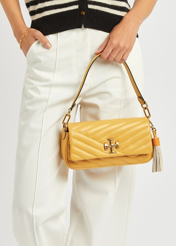 Kira yellow quilted leather shoulder bag