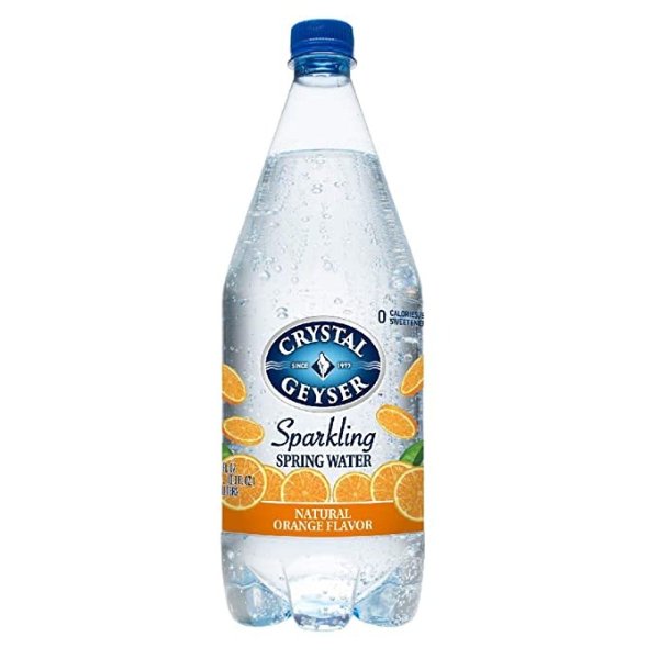GEYSAR Orange Sparkling Spring Water PET Plastic Bottles, BPA Free, No Artificial Ingredients or Sweeteners, 42 Fl Oz, 12 Pack