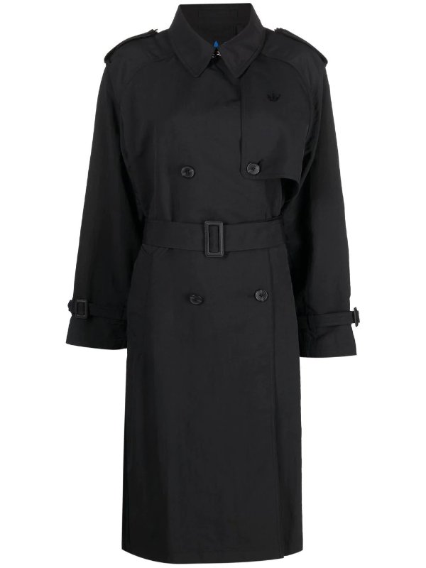 Blue Version belted trench coat
