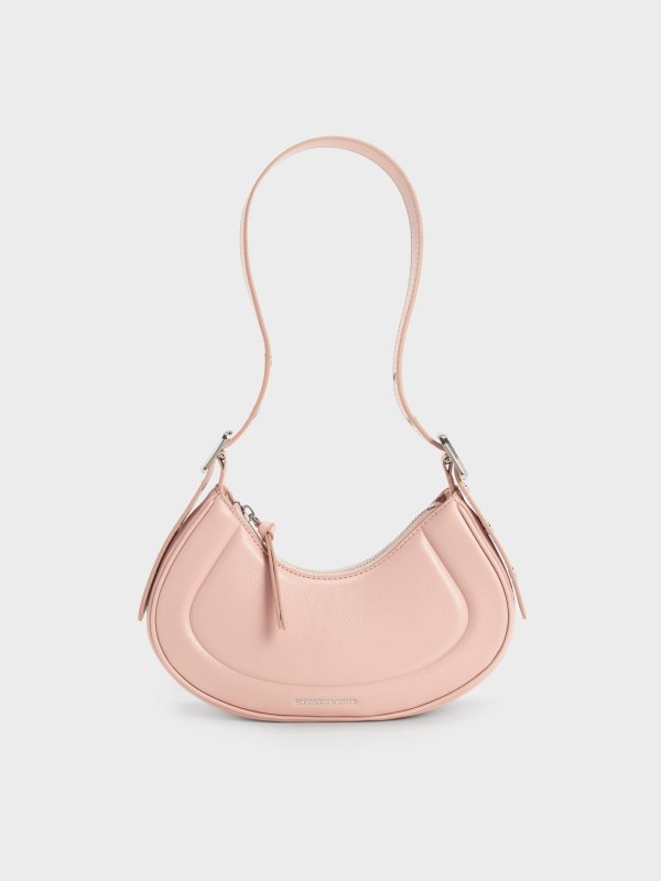 Petra Curved Shoulder Bag - Pink