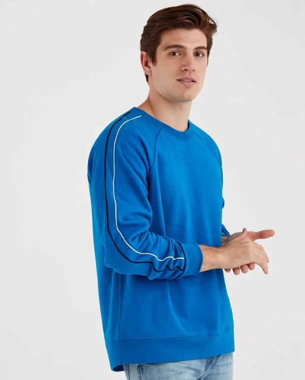 Stripe Sleeve Raglan Sweatshirt in Imperial Blue