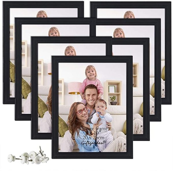 8x10 Picture Frame Multi Photo Frames Set Wall or Tabletop Display, 7 PCS, Black