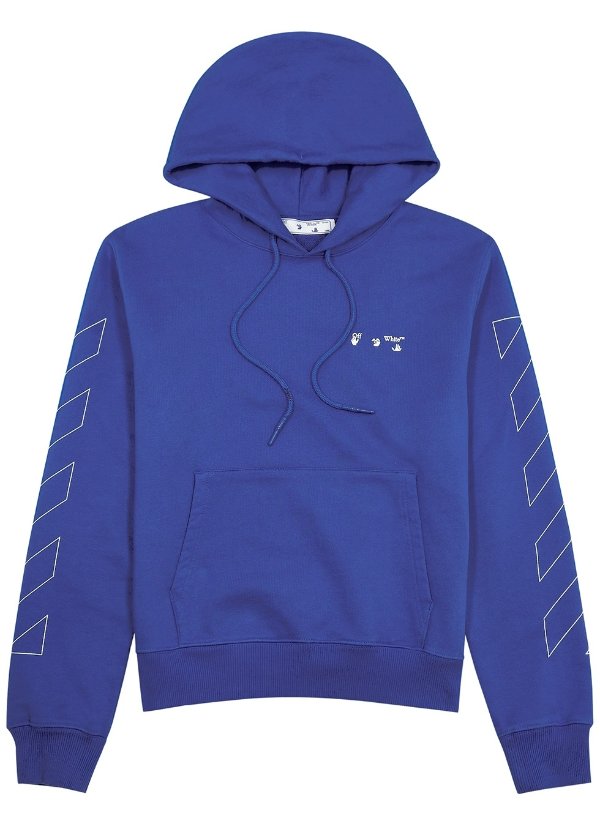 Diag blue hooded cotton sweatshirt