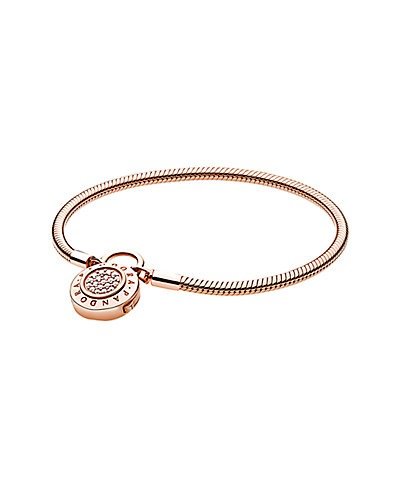 Rose™ Charm Carrier Moments 14K Rose Gold Pave Snake Chain Bracelet