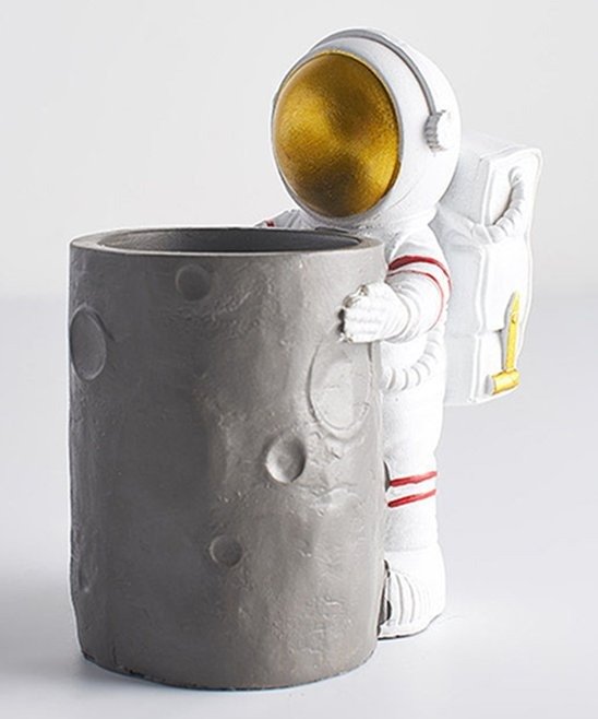 White & Gray Astronaut Pen Holder