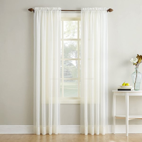 Erica Crushed Texture Sheer Voile Rod Pocket Curtain Panel, 51" x 63"