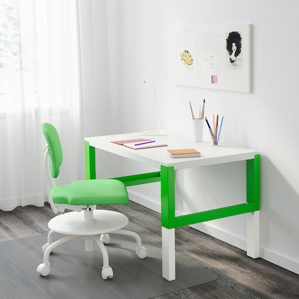 PAHL Desk, white, green, 37 3/4x22 7/8" - IKEA