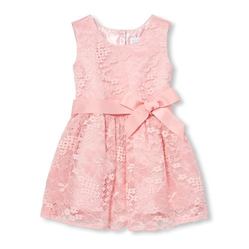 Toddler Girls Sleeveless Floral Lace Woven Dress