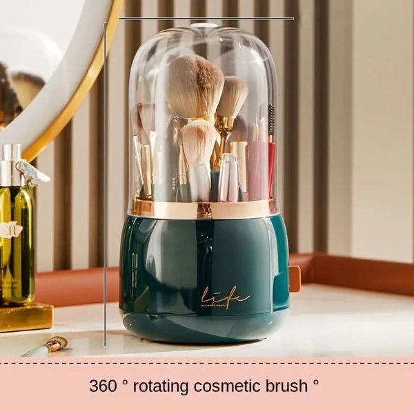 1pc Makeup Brush Holder Rotating Cosmetic Brush Storage Organizer 