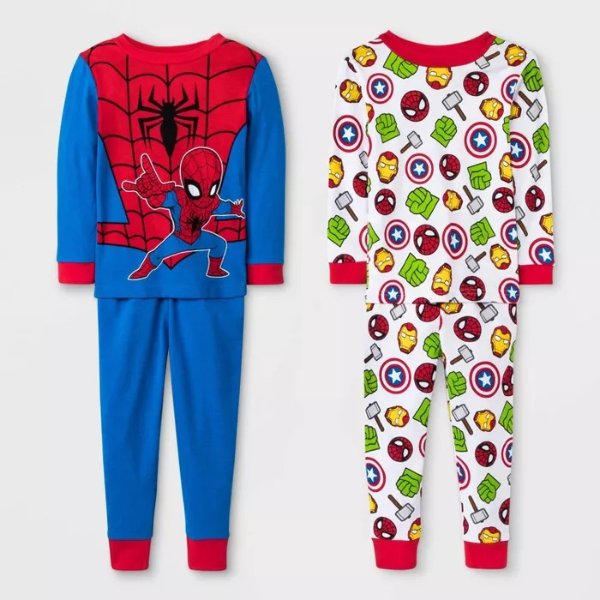 Toddler Boys' 4pc Spider-Man Pajama Set - Blue/Red/White