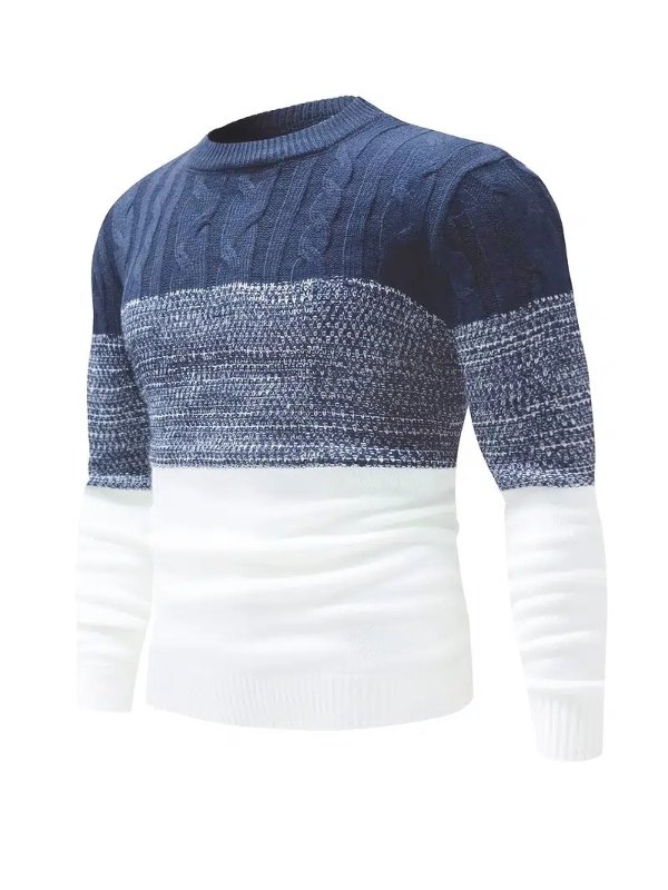 Men's Crewneck Pullover Sweater, Striped Autumn/winter Cotton Knitted Sweater - Clothing, Shoes & Jewelry - Temu