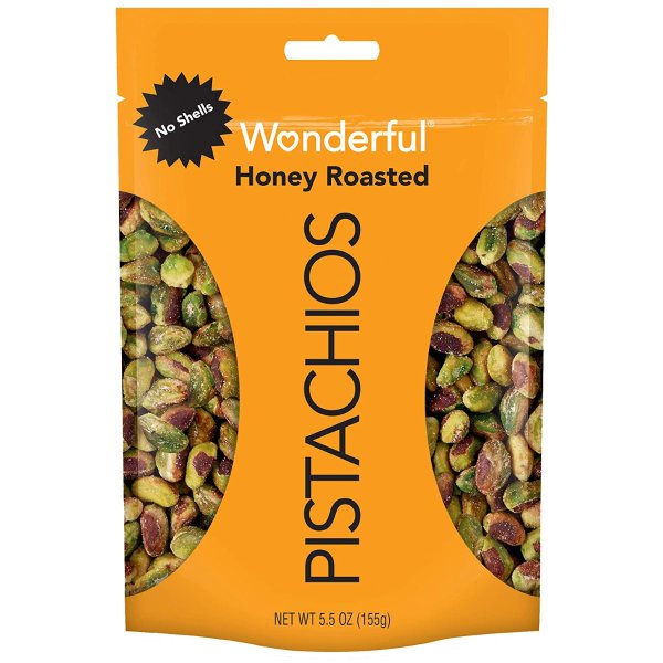 Wonderful Pistachios, No Shells, Honey Roasted, 5.5 Ounce Resealable Pouch