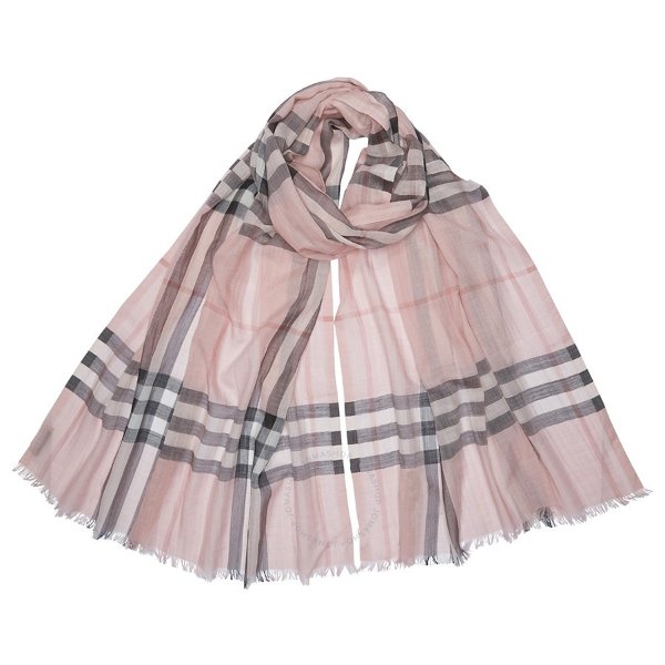 Lightweight Check Wool and Silk Scarf - Ash RoseLightweight Check Wool and Silk Scarf - Ash Rose