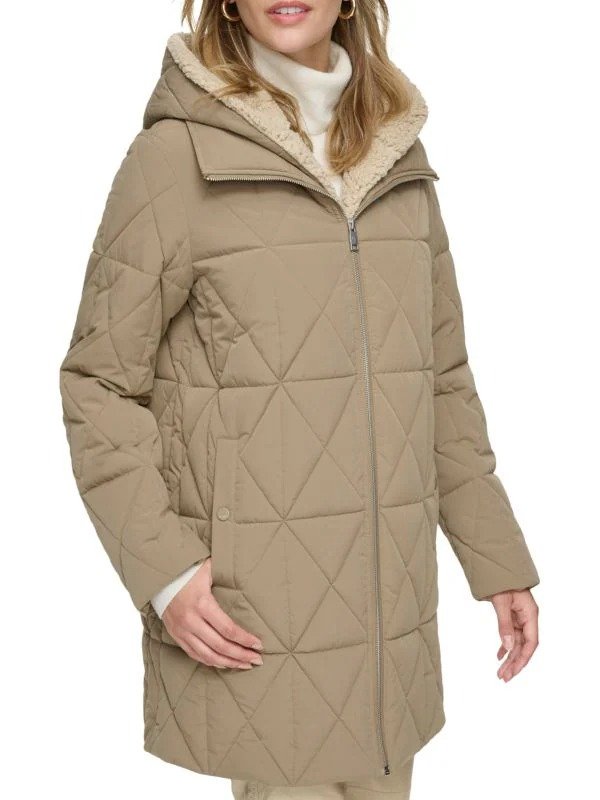 Islee Faux Sherpa Hooded Puffer Coat