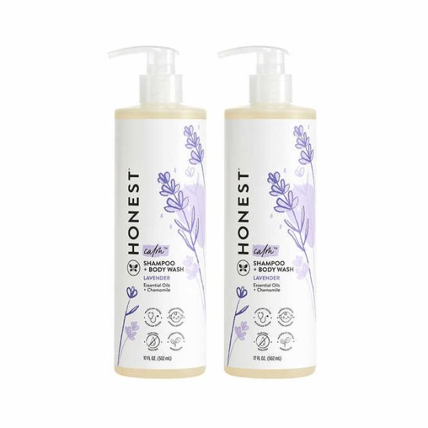 Honest Company Truly Calming Lavender Shampoo + Body Wash 17 fl oz, 2-pack