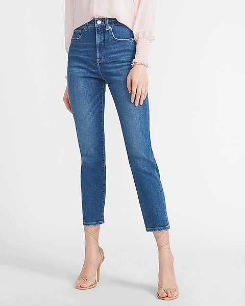 Super High Waisted Faded Slim Jeans