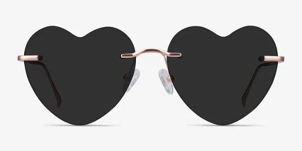 Sun Amore - Heart Rose Gold Frame Prescription Sunglasses | EyeBuyDirect