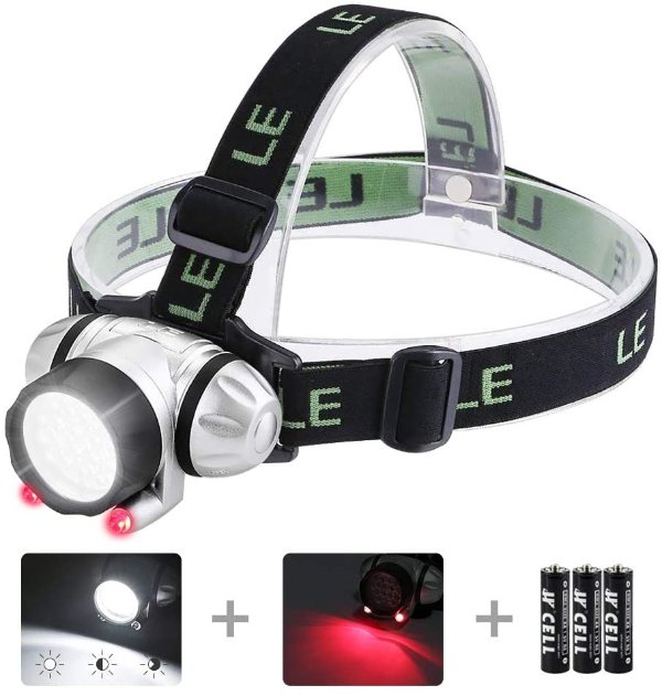 LE LED Headlamp Flashlight, Headlight with Red Light, Water Resistance