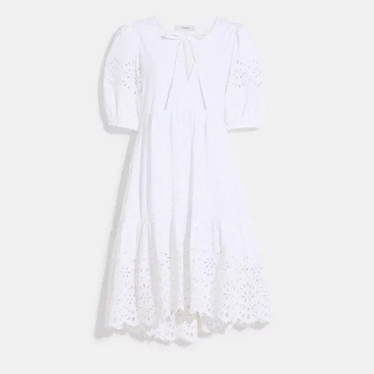 Broderie Anglaise Puff Sleeve Dress In Organic Cotton