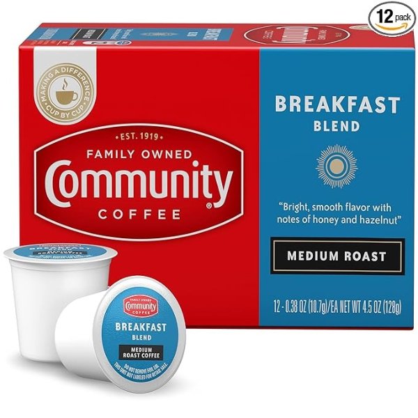 Breakfast Blend 12 Count Coffee Pods, Medium Roast, Compatible with Keurig 2.0 K-Cup Brewers, 12 Count (Pack of 1)