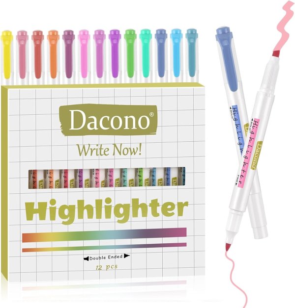 Dacono Highlighter Double Ended, 12 Pcs