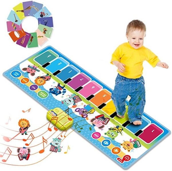 Floor Piano Mat, Upgraded Soft Musical Dance Mat Toddler Toys Kids Floor Piano Keyboard Mat Touch Playmat with Imitation Playing Music Creation, Early Education Toy Gift for Baby Girls Boys