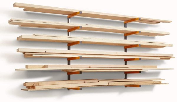 Bora Portamate PBR-001 Wood Organizer and Lumber Storage Metal Rack with 6-Level Wall Mount