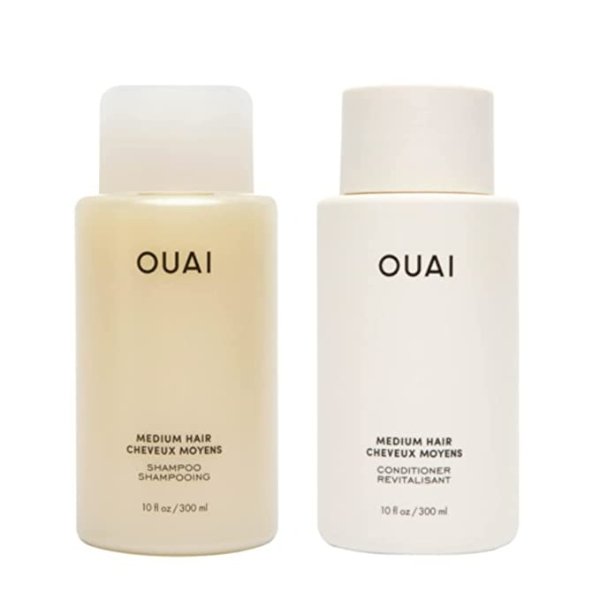 OUAI Medium Shampoo + Conditioner Set. Free from Sulfates. 10 oz Each.