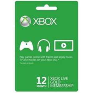 12-Month Xbox Live Gold Membership Card