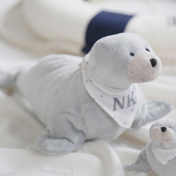 Monogrammed Gray Seal Soft Toy
