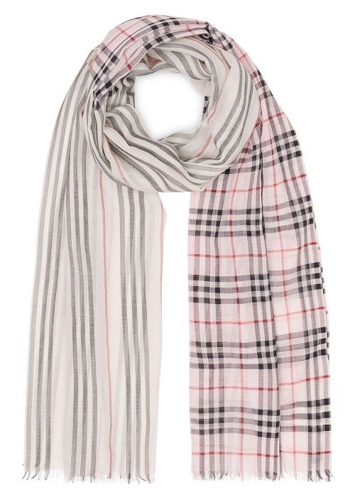 Wool And Silk Checked Scarf