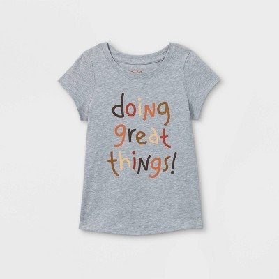 Toddler Girls' 'Doing Great Things' Short Sleeve T-Shirt - Cat & Jack™ Light Gray