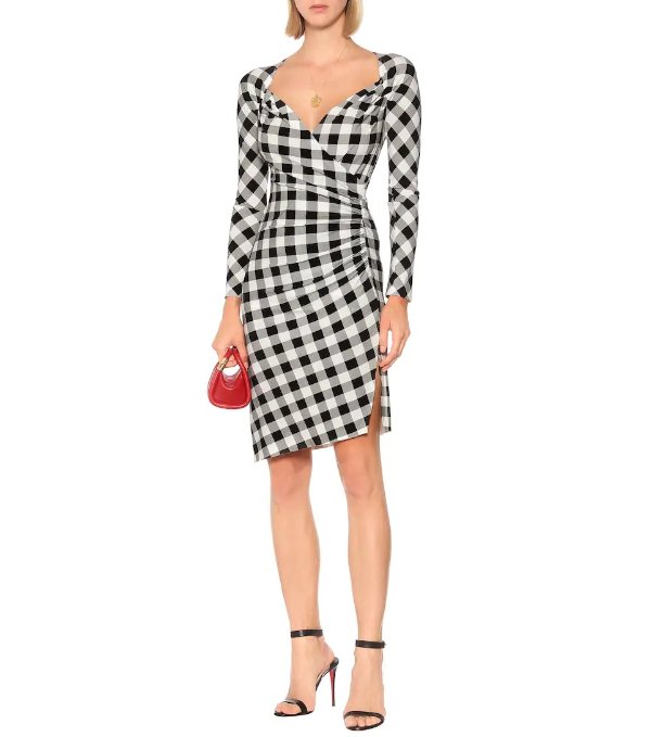 Exclusive to Mytheresa – Checked jersey asymmetric dress