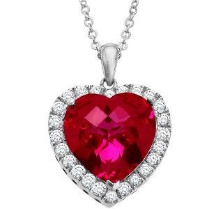 13 ct Ruby & White Sapphire Heart Pendant