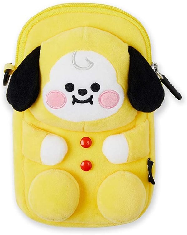 Official Merchandise by Line Friends - CHIMMY Character Plush Figure Design Mini Messenger Shoulder Cross Bag, Yellow