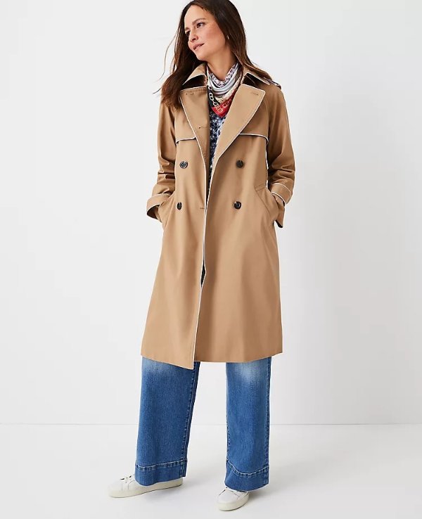 Tipped Twill Trench Coat | Ann Taylor