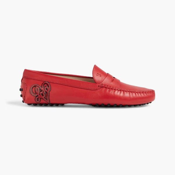 Appliqued leather loafers