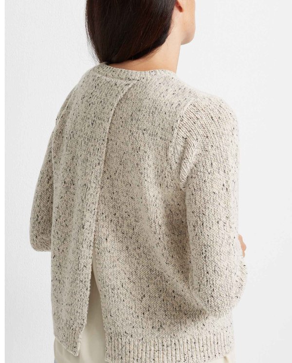 Split-Back Woven Sweater