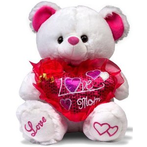 l "I Love Mom" Teddy Bear with Pink Heart 15"