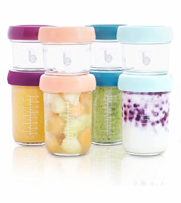 Babybols Glass Food Storage Multiset (4 x 4oz + 4 x 8oz)