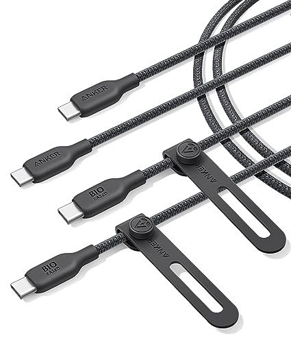 USB C Cable (240W,6ft,2pack), Bio-Braided USB C Charger Cable, Fast Charge for iPhone 15/15 Pro/ 15Plus/15ProMax, MacBook Pro 2020, iPad Pro 2020, iPad Air 4, Samsung Galaxy S23+/S23 Ultra